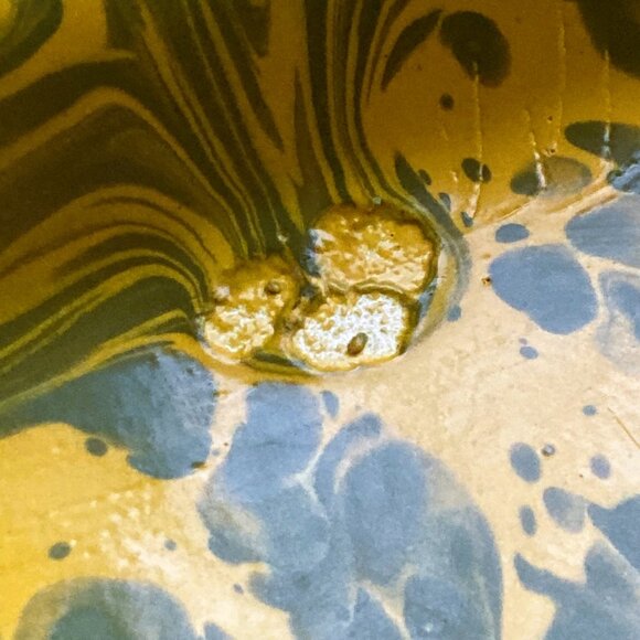 Set/5 Vintage Enamelware Divided Plates 12” Green, Mustard Yellow Graniteware - Picture 10 of 12